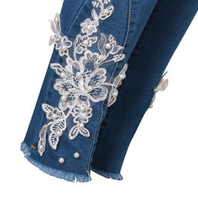 Cargar imagen en el visor de la galería, Printed Lace Stretch High Waist Legging jeans - Fashion Damsel
