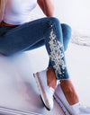 Printed Lace Stretch High Waist Legging jeans - Fashion Damsel