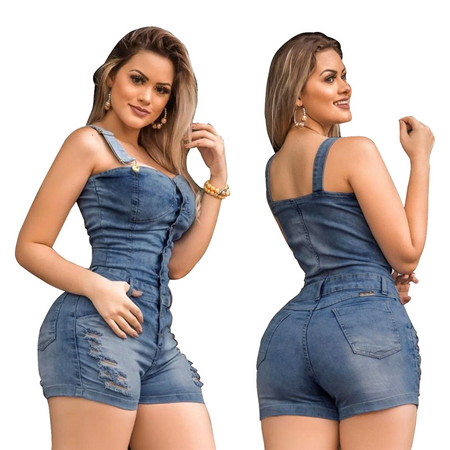 Sleeveless Denim Rompers Jumpsuit Shorts