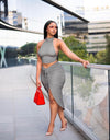Pleated Sexy Backless Long Skirts Set