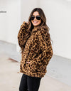 Turn-Down Collar Faux Fur Leopard Printed Jacket - Fashion Damsel