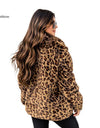 Turn-Down Collar Faux Fur Leopard Printed Jacket - Fashion Damsel