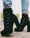 Platform Rivet Ankle Lace-Up Boots