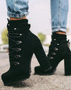 Platform Rivet Ankle Lace-Up Boots