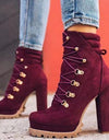 Platform Rivet Ankle Lace-Up Boots