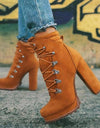 Platform Rivet Ankle Lace-Up Boots
