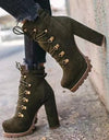 Platform Rivet Ankle Lace-Up Boots