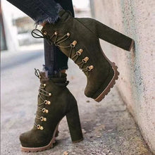 将图片加载到图库查看器，Platform Rivet Ankle Lace-Up Boots
