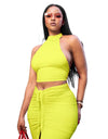 Pleated Sexy Backless Long Skirts Set