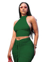 Pleated Sexy Backless Long Skirts Set