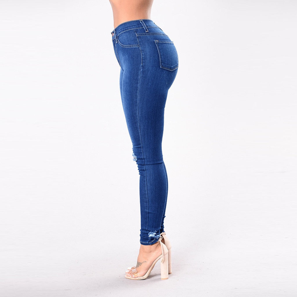 Winter Stretch Ripped High Waist jeans - Fashion Damsel