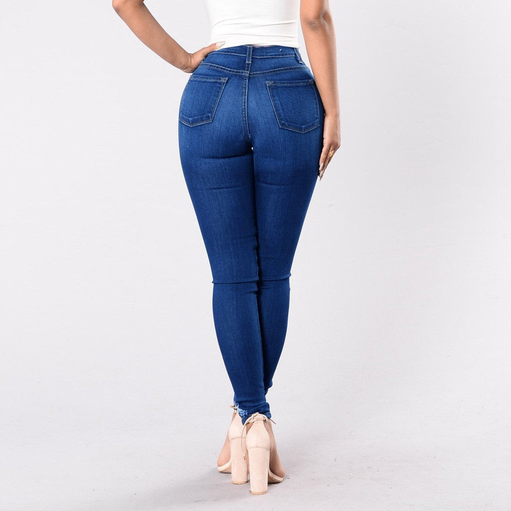 Winter Stretch Ripped High Waist jeans - Fashion Damsel