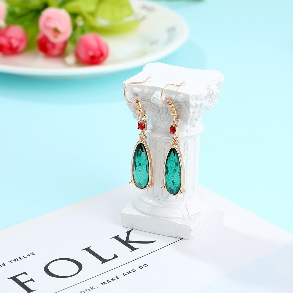 Elegant Crystal Earrings With Red Beads - Fashion Damsel