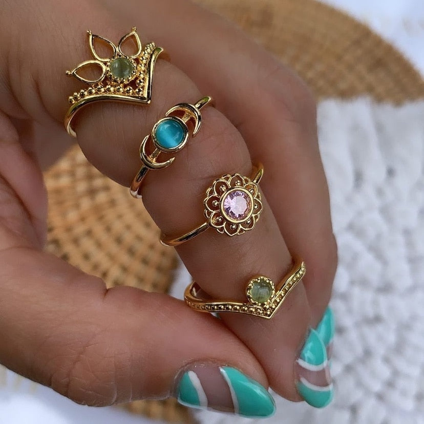 Stainless Steel Opal Moonstone Ring - Fashion Damsel