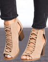 Hollow Out Square Heel Peep Toe Sandals