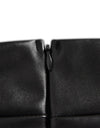 High Waist Black Ruffle Asymmetric Leather Pu Skirt