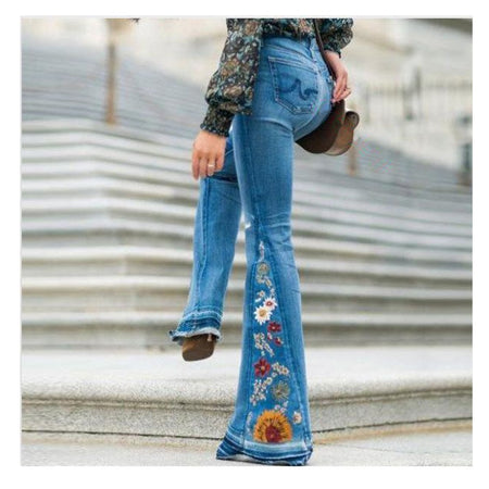Wide Legged Denim Bell Bottom Pants