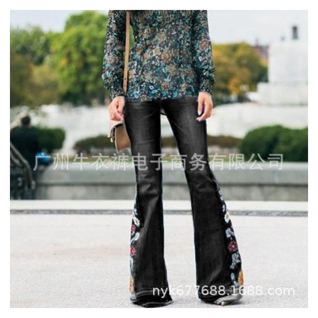 Wide Legged Denim Bell Bottom Pants