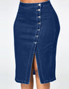 Vintage Button Long Skirt Denim