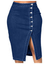 Vintage Button Long Skirt Denim