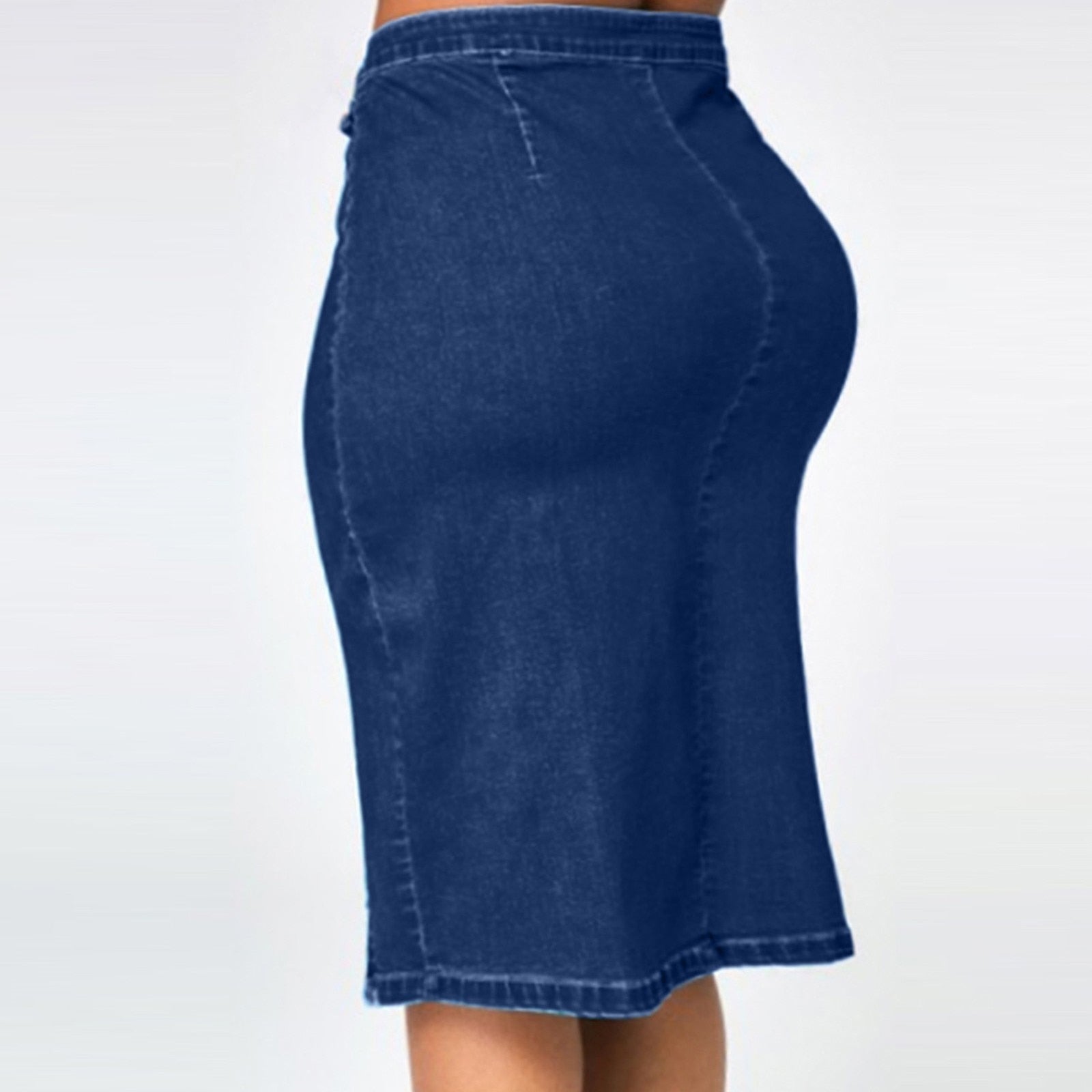 Vintage Button Long Skirt Denim