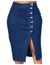 Vintage Button Long Skirt Denim