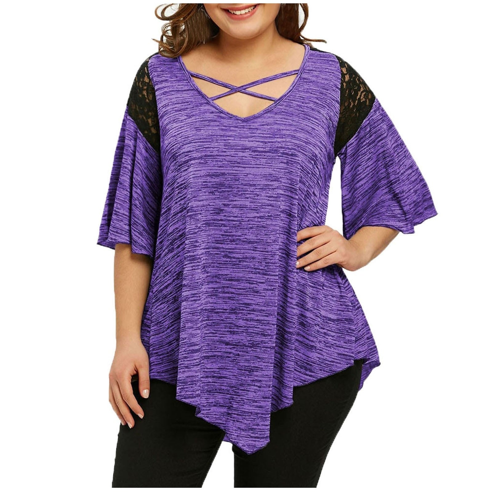 Asymmetrical Flare Lace Top - Fashion Damsel