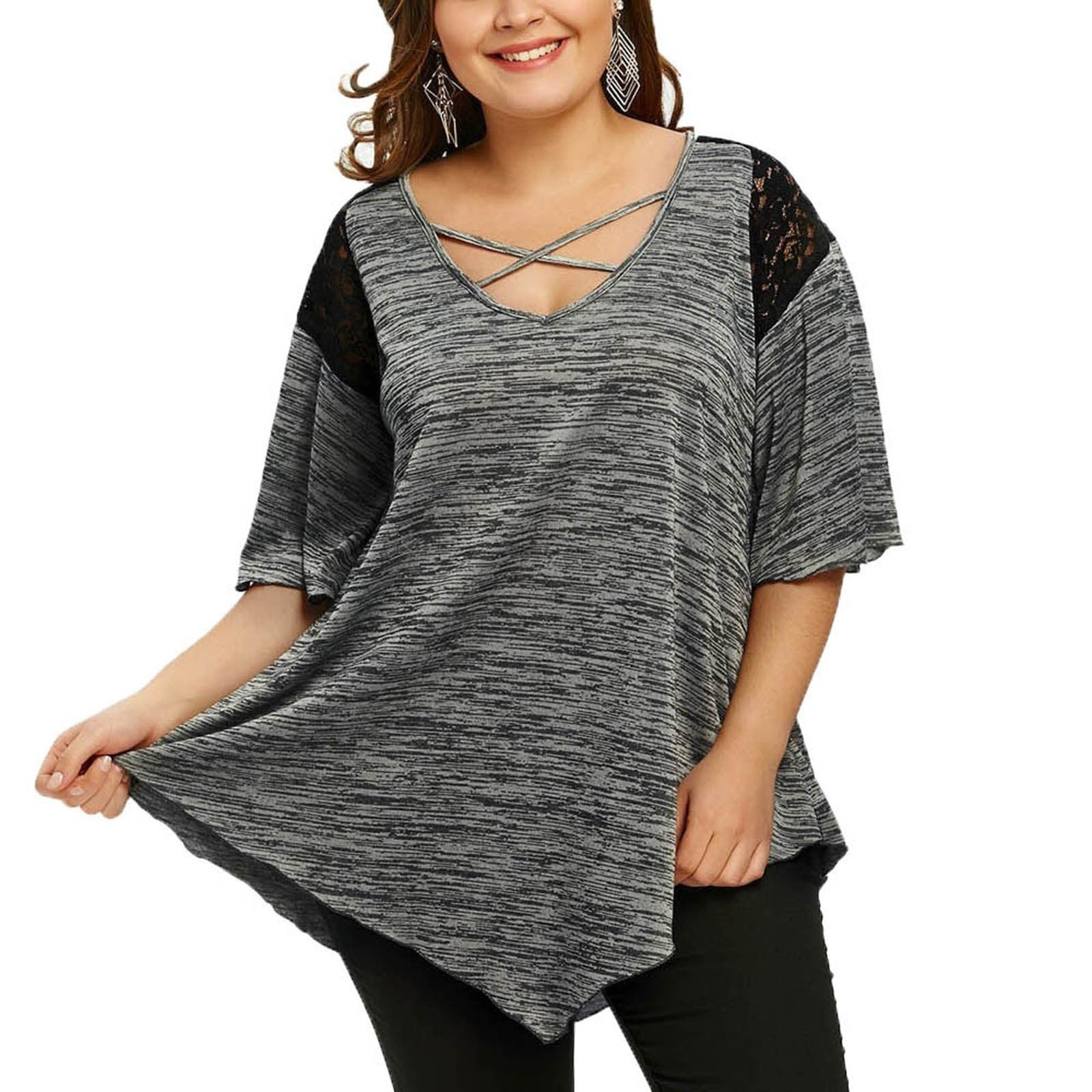 Asymmetrical Flare Lace Top - Fashion Damsel