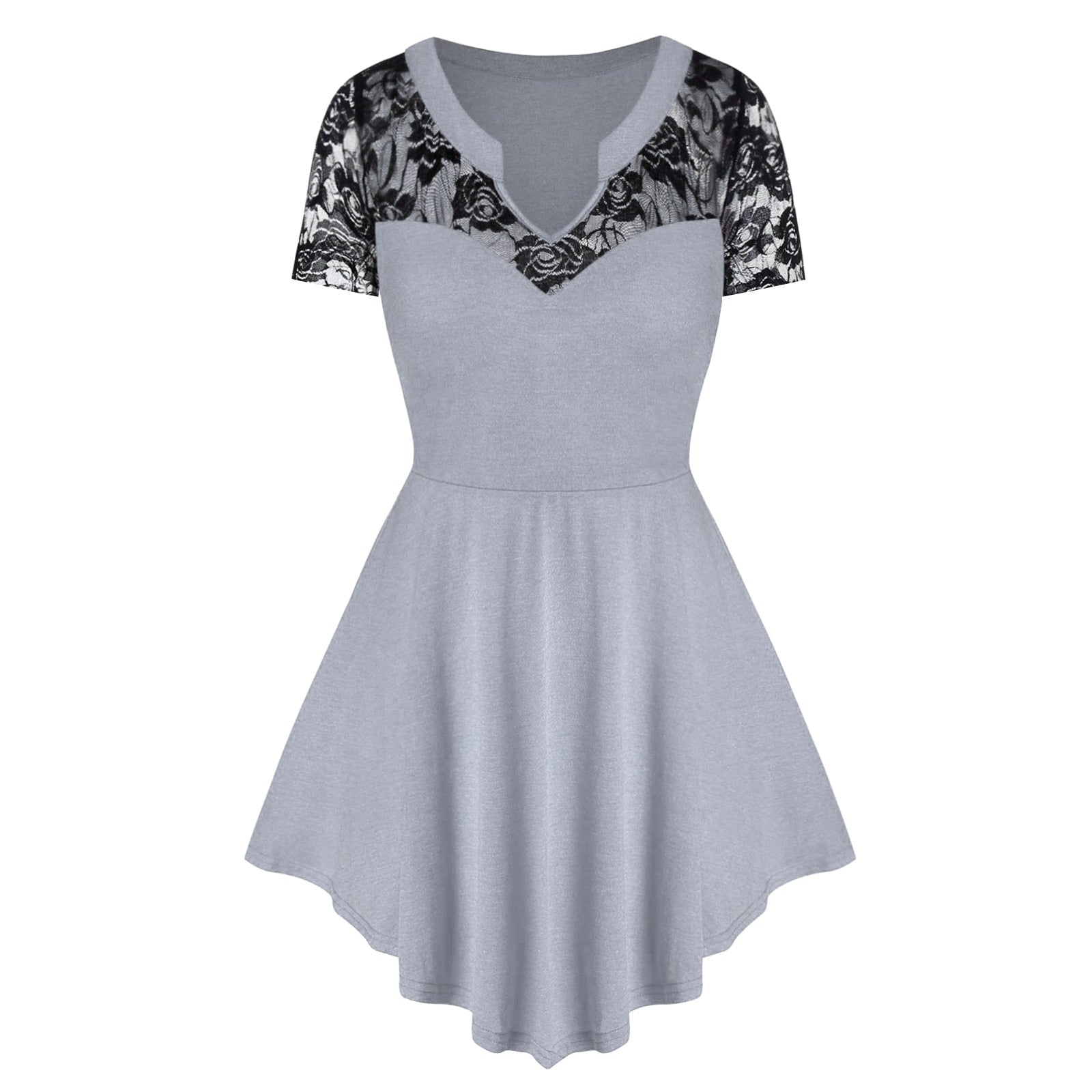 Floral Lace O-neck Three Quarter Tops Blouse - Fashion Damsel