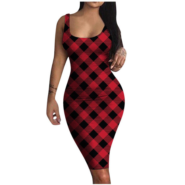 Printed Sleeveless Midi Dress