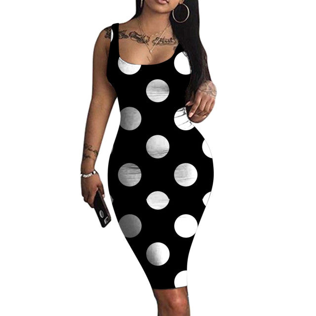Printed Sleeveless Midi Dress