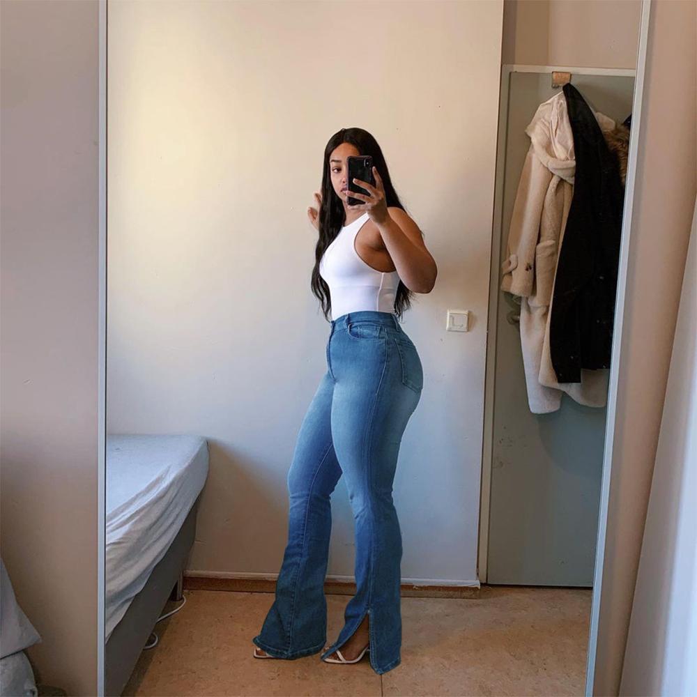 Curvy Plus Size Bell Bottom Denim Jeans