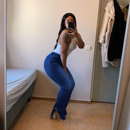 Curvy Plus Size Bell Bottom Denim Jeans