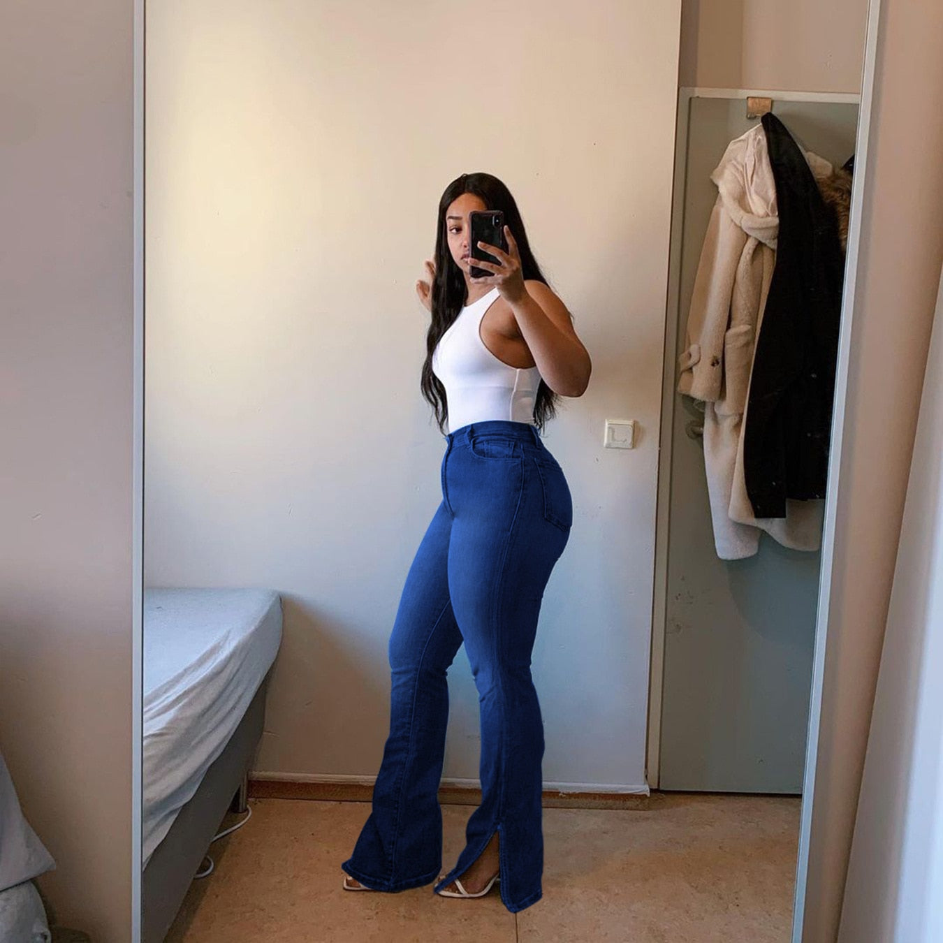 Curvy Plus Size Bell Bottom Denim Jeans