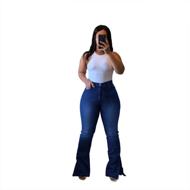 Curvy Plus Size Bell Bottom Denim Jeans