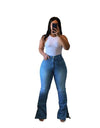 Curvy Plus Size Bell Bottom Denim Jeans