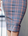 S-5XL Retro Classy High Waist Plaid Pencil Skirt