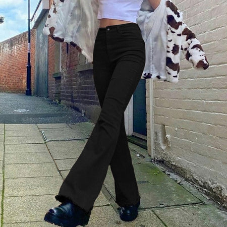 Long High Waist Streetwear Jeans - Fashion Damsel