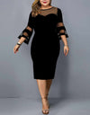 Mesh Sleeve Evening Party Dress - Fashion Damsel