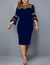Mesh Sleeve Evening Party Dress - Fashion Damsel