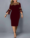 Mesh Sleeve Evening Party Dress - Fashion Damsel