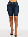 S-5XL High Waist Denim Stretch Slim Knee Shorts