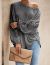 Hollow Out Lace Long Sleeve Casual Top