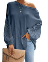 Hollow Out Lace Long Sleeve Casual Top