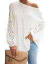 Hollow Out Lace Long Sleeve Casual Top