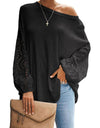 Hollow Out Lace Long Sleeve Casual Top