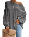 Hollow Out Lace Long Sleeve Casual Top