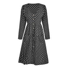 Cargar imagen en el visor de la galería, Autumn Polka Dot Long Sleeve Midi Dress - Fashion Damsel
