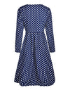 Autumn Polka Dot Long Sleeve Midi Dress - Fashion Damsel