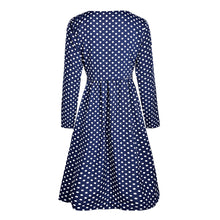 Cargar imagen en el visor de la galería, Autumn Polka Dot Long Sleeve Midi Dress - Fashion Damsel
